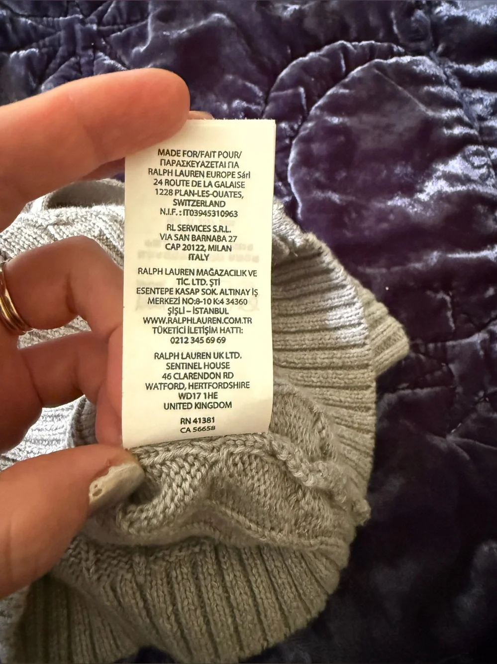 Ralph Lauren Baby Grey Cable-Knit Cardigan with Navy Logo